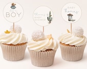 Editable Cowboy Cupcake Toppers, Western Party Decoration (Printable) CLP76