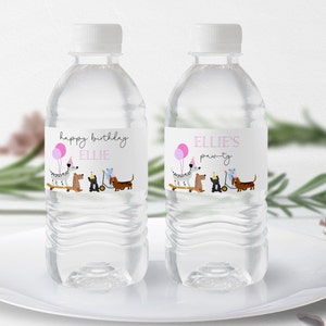 Etiqueta para garrafa de água de cachorro, aniversário de filhote de cachorro, aniversário de cachorro, etiqueta para garrafa para impressão Puppy Pawty, decoração de aniversário de cachorro, download instantâneo