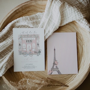 Editable Paris Birthday Invitation, Girl 1st Birthday French Patisserie Invite, Paris Cafe, French Bakery, Instant Download, CLP28