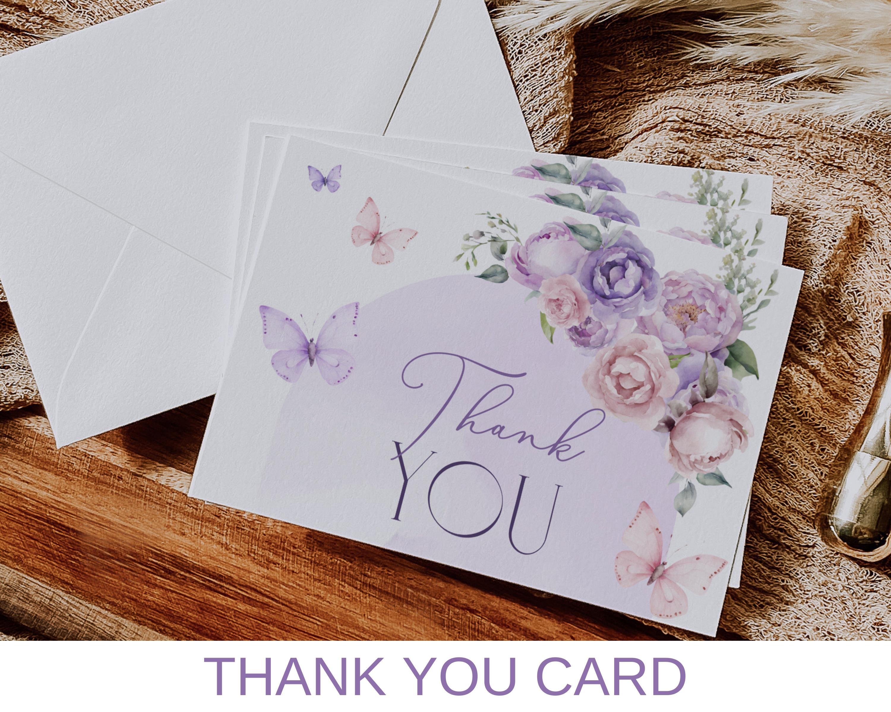 Enchanted To Meet You Baby Shower Invitation + Decoration Bundle, invito per baby shower con farfalla floreale rosa viola + set di giochi, BBS140 - Italia