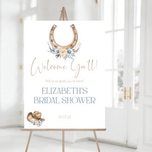 Editable Western Bridal Shower Welcome Sign, Cowgirl Bridal Shower Welcome Sign, Welcome Poster Blue Floral, Country Bride, Instant Download