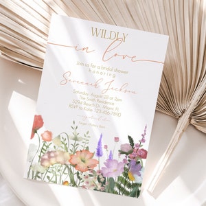Editable Wildflower Bridal Shower Invitation template, Wildly in Love Bridal Shower Invitation, Floral Wedding Shower, Instant Download