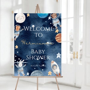 Space Baby Shower Welcome Sign, Printable, Space Welcome Banner, Baby Shower Welcome Sign, Instant Download, Editable