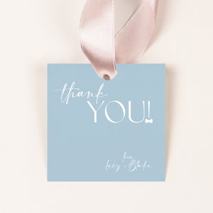 Editable Slate Blue Minimalist Party Favor Tag, Simple Thank You Tag, Modern Baby Shower, Boho Bridal Shower, Instant Download, CLP20