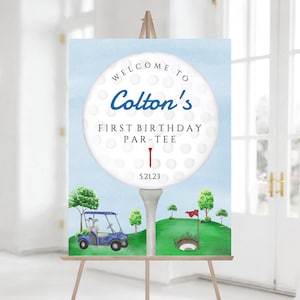 Editable Golf Birthday Welcome Sign, Golf Birthday Par-tee Decoration, Printable Boy Golf Welcome Poster, Instant Download, BB3