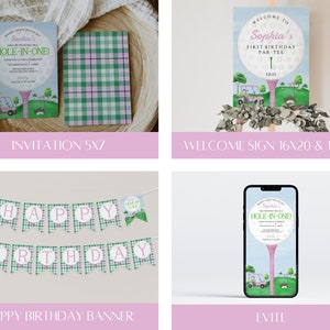 Pink Golf Hole in One Birthday Invitation Bundle (Digital Download) BB4 image 2