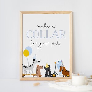 Faça uma coleira para seu animal de estimação, placa de aniversário de filhote de cachorro, aniversário de cachorro, placa para impressão Puppy Pawty, decoração de aniversário de cachorro, download instantâneo