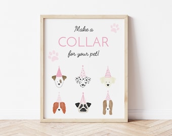 Pink Puppy Birthday Sign, Girl Dog Party Decor (Digital Download) CLP5