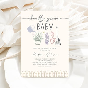 Editable Locally Grown Baby Shower Invitation, Farmers Market Baby Shower Invite, Locally Grown Baby Shower, BBS85