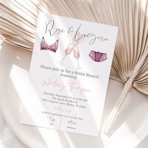 Convite para chá de lingerie, Chá de lingerie moderno, Convite para festa de lingerie, Rosa e lingerie, Chá de panela, Download instantâneo, Editável
