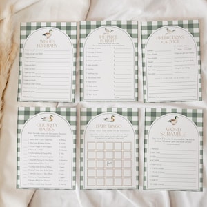 Editable Mallard Duck Baby Shower Game Bundle, Printable Mallard Duck Game Set, Duck Hunting Theme Gender Neutral Baby Shower Games, BBS158