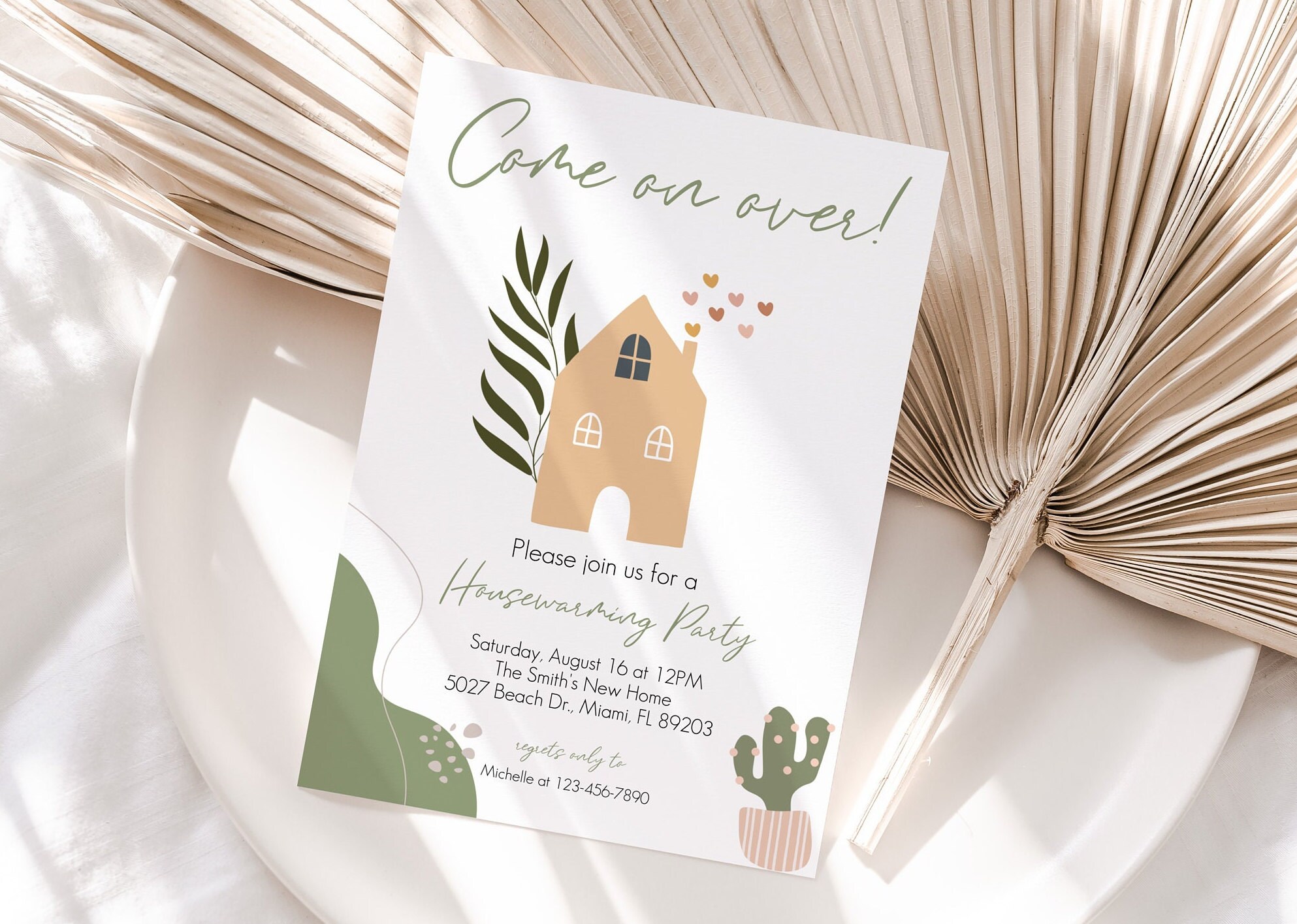 Boho Housewarming Party Invitation Template, Editable (digital Download ...