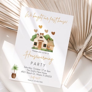 Housewarming Party Invitation Template, Editable Housewarming Party Invitation, First House, Minimalist Invite, Instant Download