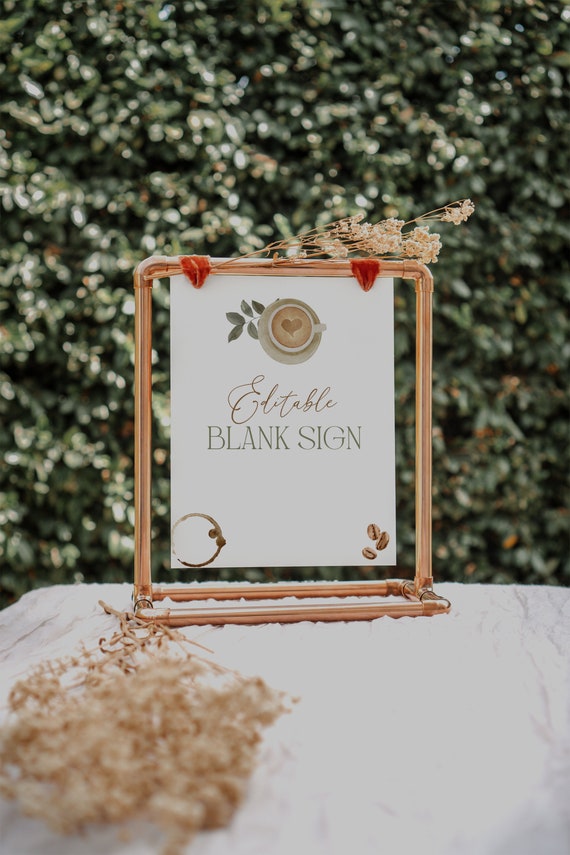 Coffee Baby Shower Sign Template, Neutral Green Decor (Digital Download)