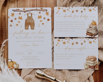 Baby Shower Invitation: Boho Fall Pumpkin - Editable Digital Set BBS112
