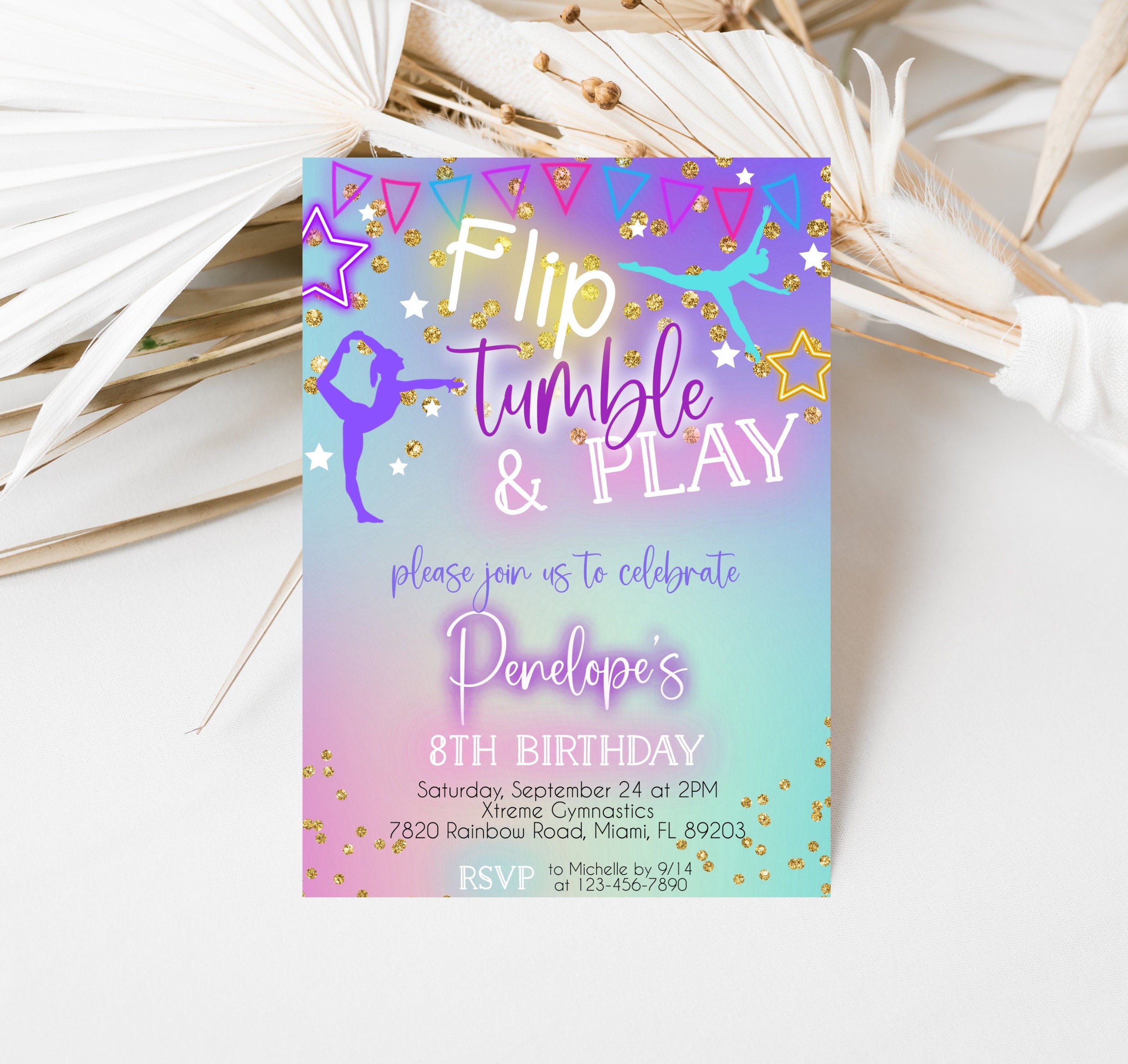 Gymnastic Boy Party Invitation TRY BEFORE You BUY Instant 