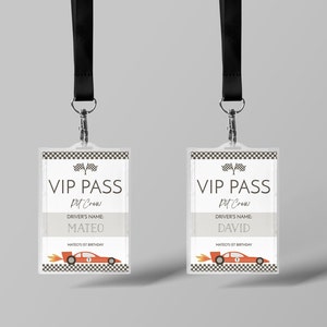 編集可能なレースカーの誕生日ピットクルーの VIP パス、ファスト ワン レースカーの誕生日、男の子 2 人のファスト バースデー レーシング、インスタント ダウンロード、CLP17