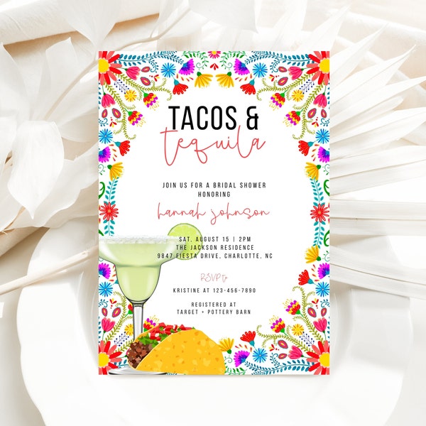 Plantilla editable de invitación a la despedida de soltera de tacos y tequila, invitación a la ducha para parejas de Fiesta, Cinco de Mayo, invitación a la ducha de boda, CLP123