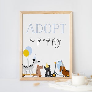 Adopt a Puppy Sign, Boy Puppy Birthday, Dog Birthday, Puppy Pawty Printable Sign, Dog Birthday Decoration,  Instant Download