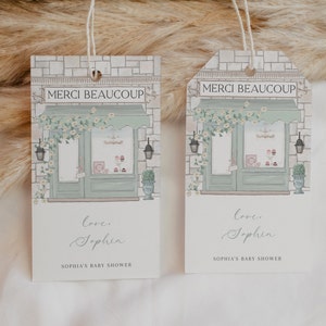Editable Paris Baby Shower Favor Tag, Mint French Patisserie Thank You Gift Tag, Paris Cafe Shower Decoration, French Bakery, CLP173