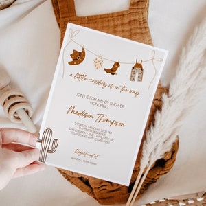 Editable Little Cowboy Baby Shower Invitation, Printable Wild West Baby Shower Invite, Country Western Sprinkle Invite, CLP34