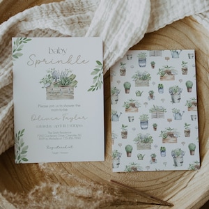 Green Gardening Baby Sprinkle Invitation, Gender Neutral Greenery Baby Shower Invite, Baby in Bloom, Summer Shower, Instant Download, CLP52