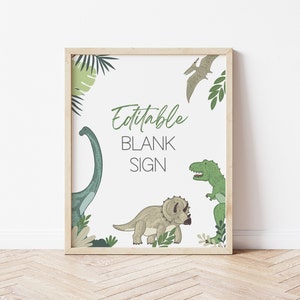 Editable Dinosaur Birthday Blank Sign, Dinosaur Birthday Decoration, Trex Dino, Dinosaur Party, Jurassic Party, Instant Download, CLP29