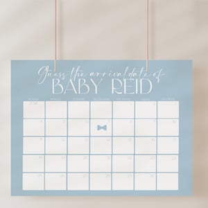 Editable Blue Minimalist Guess the Due Date, Simple Baby Shower Decor, Modern Baby Shower, Boho Baby Shower Game, Instant Download, CLP20