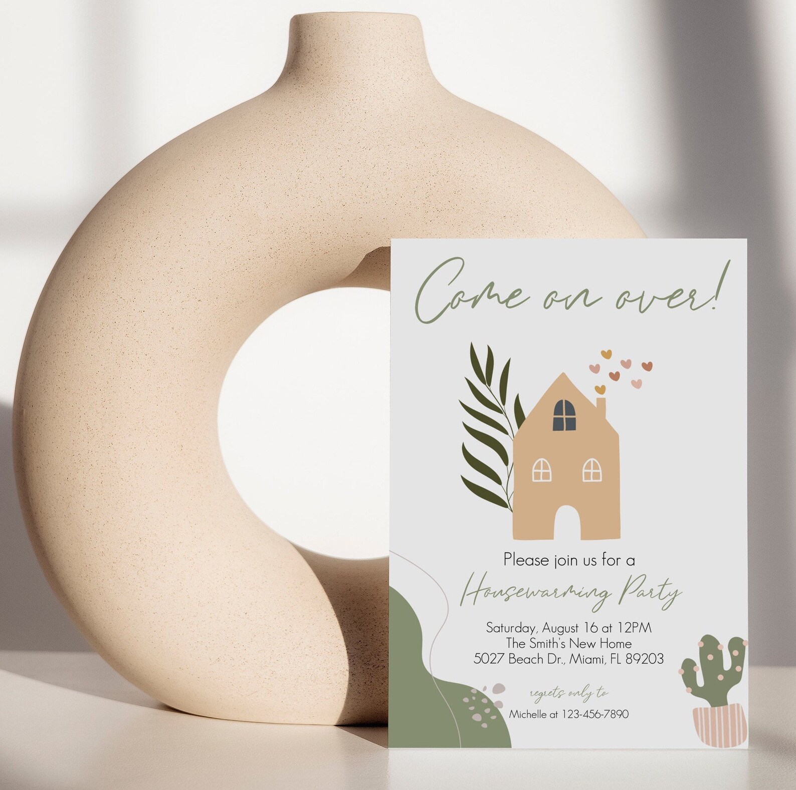Boho Housewarming Party Invitation Template, Editable (digital Download ...