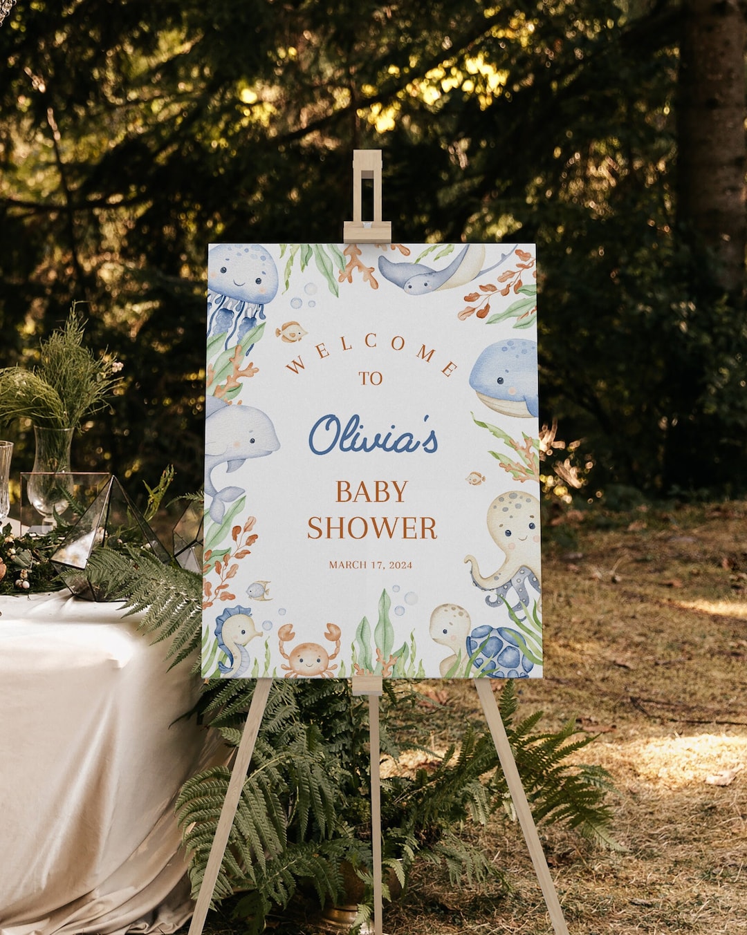 Editable Undersea Baby Shower Welcome Sign, Printable Ocean Baby Shower ...