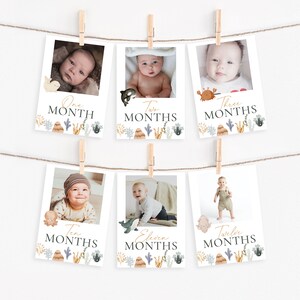 Under the Sea First Birthday 12 Month Photo Banner, Printable Boho Whale Birthday Decor, Ocean Birthday Party, Nautical 1st Birthday CLP69