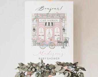 Editable Paris Baby Shower Welcome Sign, Baby Girl French Patisserie Decoration, Paris Cafe, French Bakery, Instant Download, CLP28