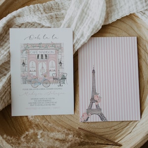 Editable Paris Bridal Shower Invitation, Bridal Shower French Patisserie Invite, Paris Cafe, French Bakery, Instant Download, CLP28
