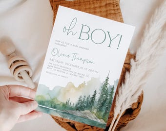 Woodland Baby Shower Invitation, Forest Adventure (Editable, Printable) BBS8