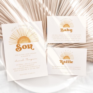 Bearbeitbares Sohn Shine-Babyparty-Einladungspaket, Boho Sun-Babyparty-Einladungsset, Jungen-Sommer-Babyparty, BBS78