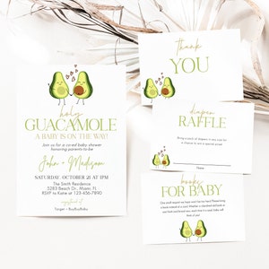Editable Holy Guacamole Baby Shower Invitation Bundle, Avocado Baby Shower Invitation, Co-Ed Baby Shower Invite, Instant Download