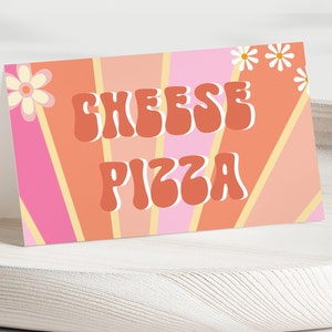 Groovy Birthday Food Tent, Hippie Birthday Food Label, Rainbow Retro Daisy Hippie Birthday Place Card, 70&#39;s Peace Love, Instant Download