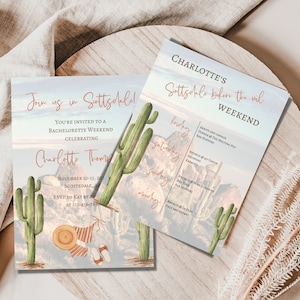 Editable Scottsdale Arizona Bachelorette Party Invitation and Itinerary Card, Scottsdale Invite, Printable, INSTANT Download, Desert