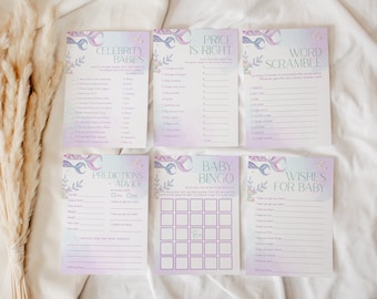 Babyshower spelletjes, bewerkbare zeemeerminset | Printbare onderwaterwereldset | Corjl 5x7 digitaal BBS36