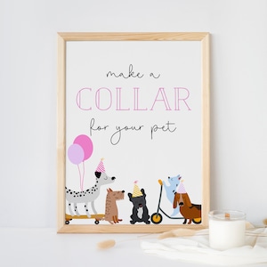 Faire un collier pour chien, anniversaire chiot fille, fête d&#39;anniversaire chien, enseigne imprimable chiot Pawty, décoration chien, téléchargement immédiat