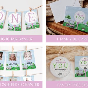 Pink Golf Hole in One Birthday Invitation Bundle (Digital Download) BB4 image 4
