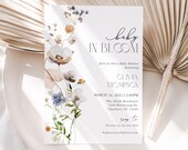 Editable Wildflower Baby Shower Invitation, Printable Gender Neutral Baby In Bloom Invite, Spring Garden Baby Shower Invitation, BBS130