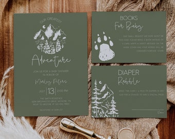 Editable Mountain Baby Shower Invitation Bundle (Digital Download) BBS83