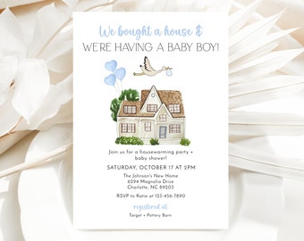 Boy Baby Shower Housewarming Invitation Template (Editable)