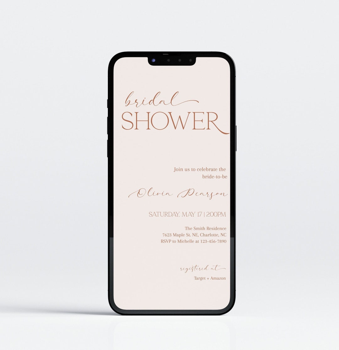 Minimalist Bridal Shower Evite Template, Minimal Boho Bridal Shower