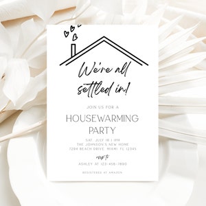 Housewarming Party Invitation, Modern Housewarming Party Invite, Minimalist, We're All Settled In Invitation, Moving Announcement, Corjl