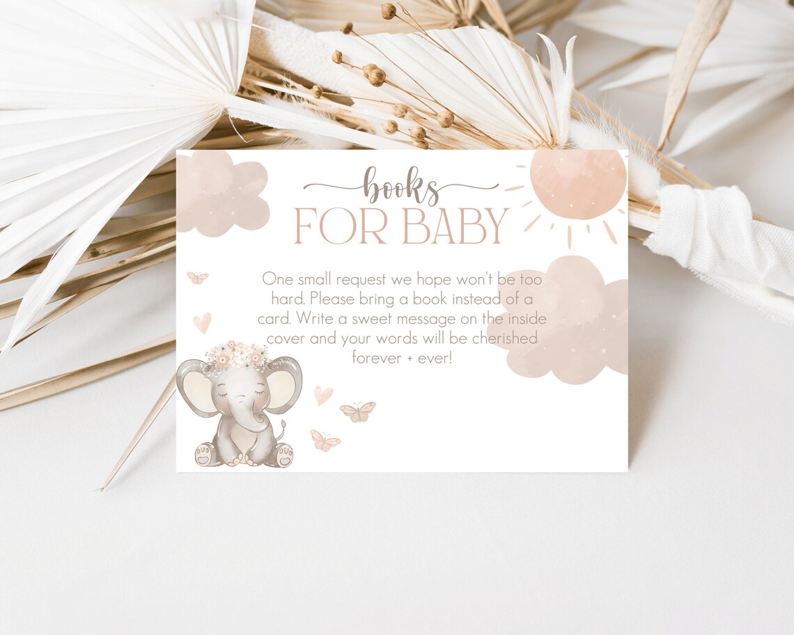 Boho Elephant Baby Shower Invitation Bundle Girl Elephant Etsy