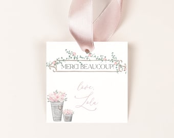 Editable Paris Birthday Favor Tag, French Patisserie Party Decor (Instant Download) CLP28