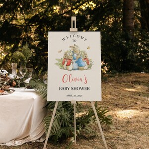 Editable Peter Rabbit Baby Shower Welcome Sign, Printable Gender Neutral Little Bunny Baby Shower Decoration, Easter Baby Shower, BBS45