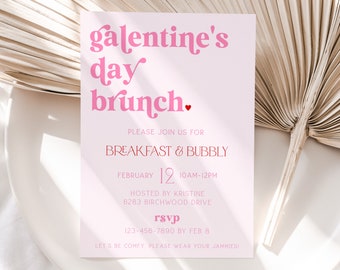 Editable Galentine's Day Brunch Invitation, Pancakes & Pajamas (Digital Download) CLP200